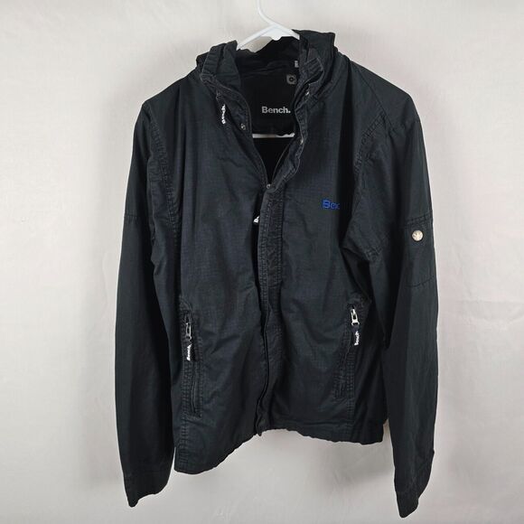 Bench Utility Jacket Men's Medium Full Zip Up Hooded Navy Blue - Picture 1 of 16